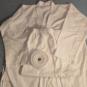 Martial Arts Jacket Pants Belt White XL Polyester Cotton USA